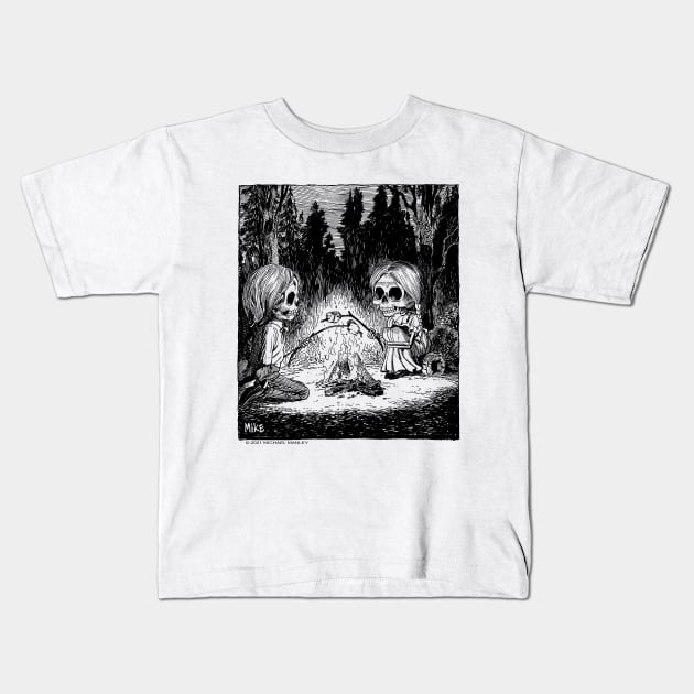 Roasting Marshmellows Kids T-Shirt by drawmanley